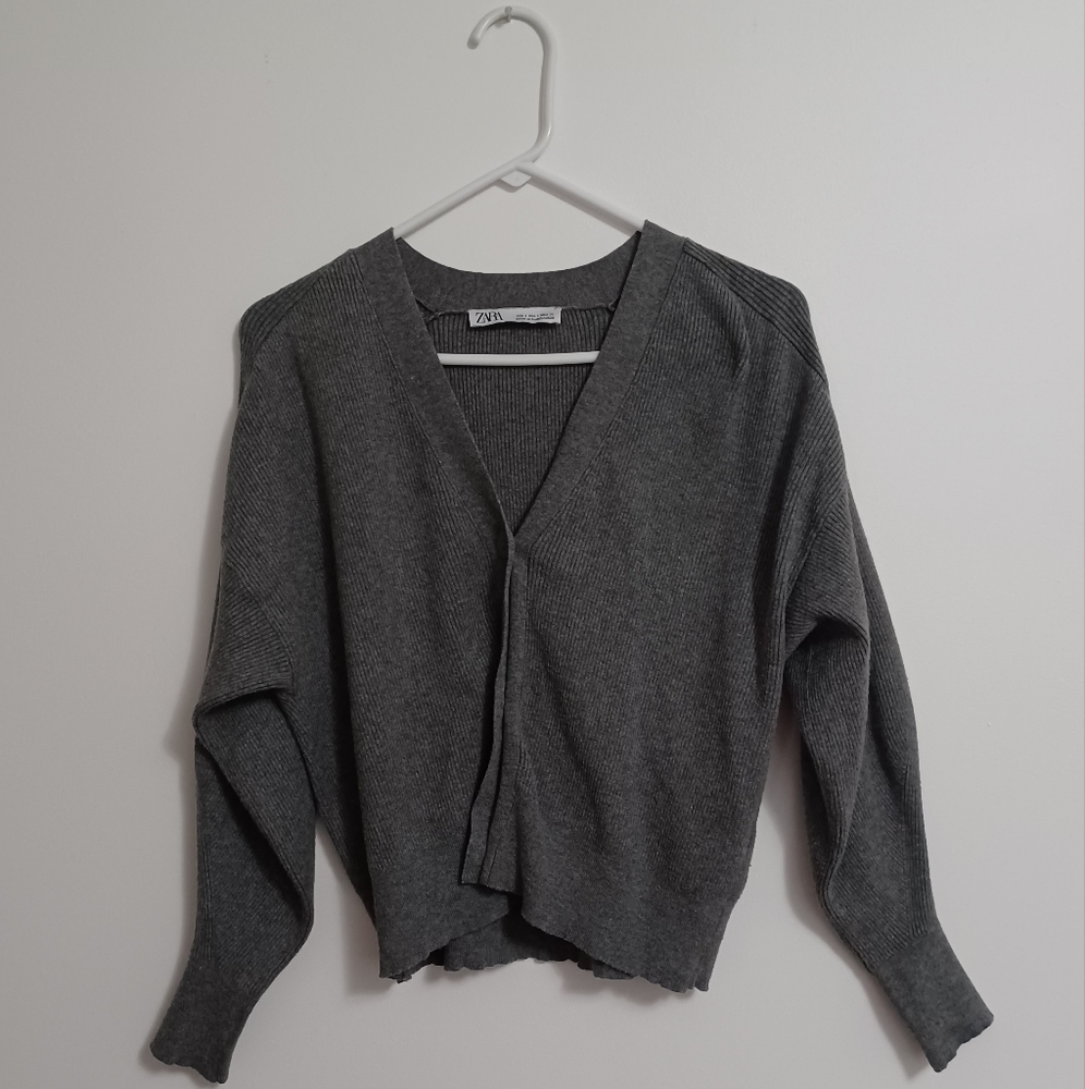 Zara Cropped Lettuce Trim Cardigan